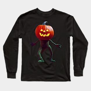 Spooky Walking Halloween Pumpkin Long Sleeve T-Shirt
